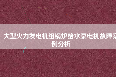 大型火力發電機組鍋爐給水泵電機故障桉例分析